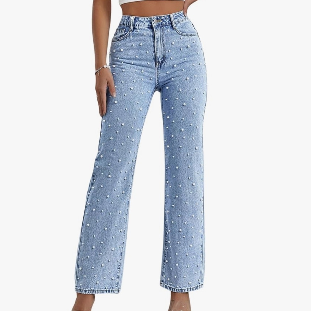 NWOT Pearl Studded Jeans - XL